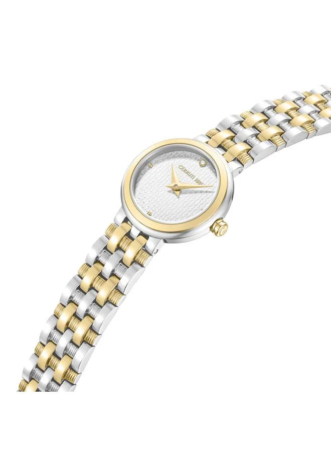 شيروتي 1881 Lusia White Dial Stainless Steel Bracelet Analog Watch for Women, 24mm
